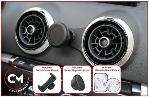 2013-2020 A3/S3/RS3 8V Bracket + Swivel Magnetic & Cradle Holder