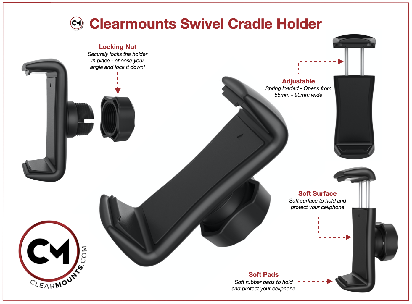 e-tron + sportback Adhesive Mount + Swivel Magnetic & Cradle Holder